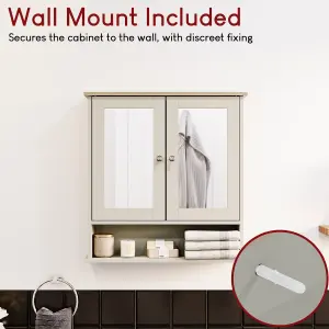 Bath Vida Priano Grey 2 Door Mirrored Bathroom Wall Cabinet With Shelf