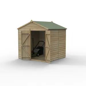 Forest Garden Beckwood 7x7 ft Apex Natural timber Wooden 2 door Shed with floor (Base included)