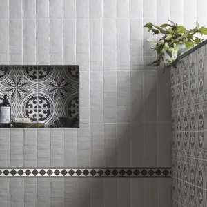 Chikago Black & white Natural stone Border tile, (L)265mm (W)100mm