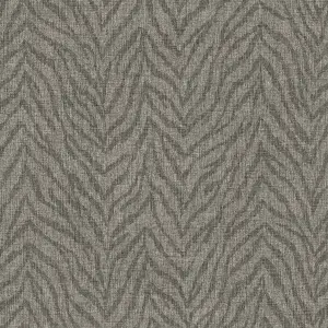 Grandeco Attitude Distressed Zebra Print Effect Blown Vinyl Wallpaper, Dark Natural