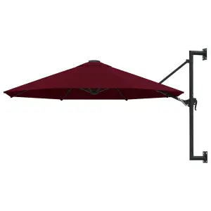 Berkfield Wall-Mounted Parasol with Metal Pole 300 cm Burgundy