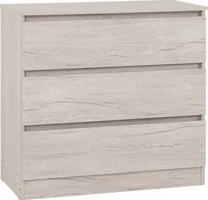 Malvern 3 Drawer Chest in Beige Urban Snow Finish Recessed Handles