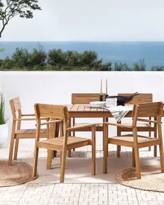 Set of 6 Garden Chairs FORNELLI Acacia Wood Light Wood