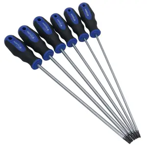 6pc Extra Long Tamper Proof Torx Star Screwdriver Set T10 - T30 250mm Blade