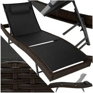 Sun Lounger Moana - weather & UV-resistant, 6 position backrest, removable pillow - mixed brown