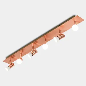 ValueLights Consul Copper Ceiling Bar Spotlight and GU10 Spotlight LED 5W Cool White 6500K Bulbs