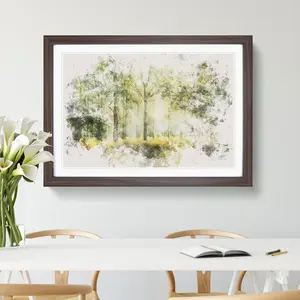 View Of The Forest In The Spring - Single Picture Frame Print on MDF Walnut / 33cm H x 45cm W x 2cm D