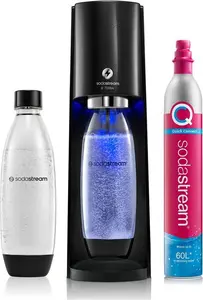 Sodastream Electric Terra Sparkling Water Maker, Sparkling Water Machine & 1L Water Bottle, Retro Drinks Maker W. BPA-Free Water Bottle & Quick