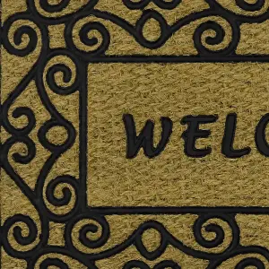 JVL Woven Coir Tuffscrape Doormat, 45x75cm, Welcome