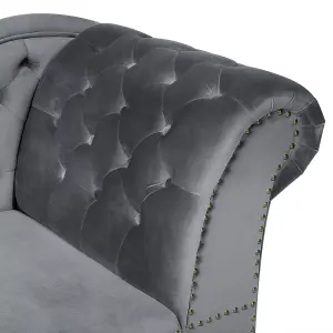 Right Hand Chaise Lounge Velvet Grey NIMES