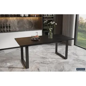 Rectangular Dining Table Mango Black / 76 H x 180 L x 90 W cm