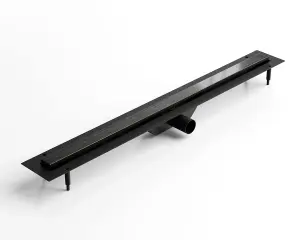 Linear shower drain channel in Black Brushed stainless steel