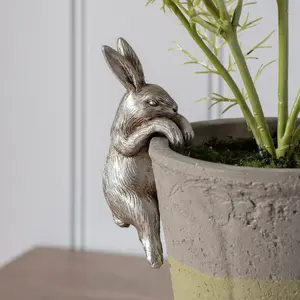 Bojorquez Rabbit Animals Plastic Garden Statue (Set of 2) Silver