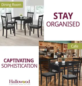 Hallowood Furniture Ledbury Drop Leaf Rectangular Table with 4 Chairs in Black Finish