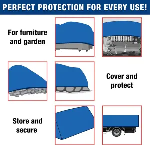 Large Blue Tarpaulin in Various Sizes Durable, Water, UV Resistant Tarp Plastic Sheet - Ground Sheet for Versatile Use 5m x 6m