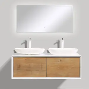 Declan White & Oak Wall Mounted Vanity Unit & Basin Set (W)1200mm (H)400mm