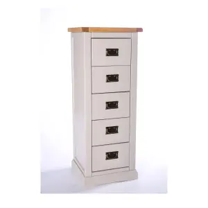 Loreo 5 Drawer Narrow Chest of Drawers Bras Drop Handle