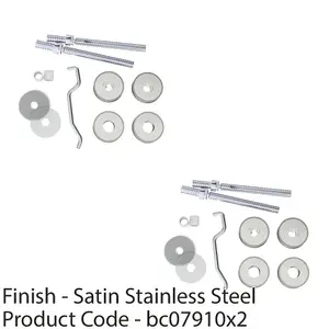 2 PACK - 30mm Back to Back Door Handle Fixing Pack Set- Join 2 Pull Handles - Satin Steel