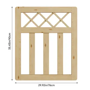 3x2.5ft Outdoor Cross Top Garden Wooden Gate Fence Patio Gate