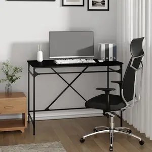 Berkfield Desk Black 100x50x75 cm Engineered Wood and Iron