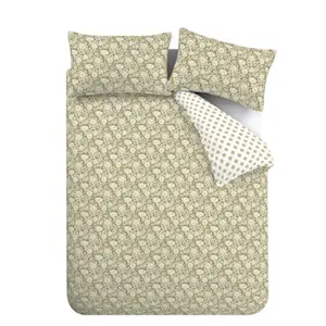 Pineapple Elephant Bedding Tangier Floral Reversible Duvet Cover Set with Pillowcases Olive Green