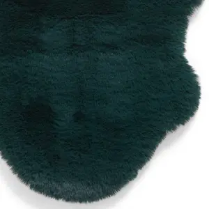 Sheepskin Jewel Green Plain Shaggy Rug, 50mm Thickness Modern Rug for Bedroom, Living Room, & Dining Room-60cm X 180cm (Double)