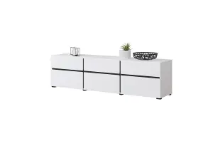 Kross 41 TV Cabinet in White - W1800mm H480mm D400mm Contemporary Minimalist