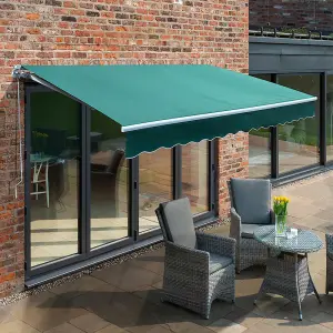 Primrose Awnings 4.0m x 3.0m Retractable Electric Green Awning Outdoor Patio Canopy