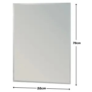 Showerdrape Fairmont Rectangular Wall Mounted Frameless Bevelled Edge Bathroom Mirror 70 x 50cm