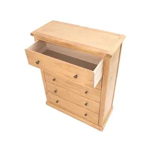 Lucca 5 Drawer Chest of Drawers Brass Knob