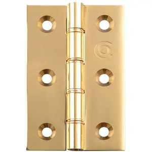 PAIR Double Bronze Washered Butt Hinge - 102 x 67 x 2.5mm Polished Brass Door