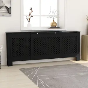 Berkfield MDF Radiator Cover Black 205 cm