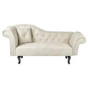 Left Hand Velvet Chaise Lounge Light Beige LATTES II