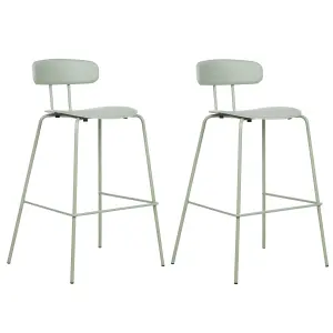 Set of 2 Bar Chairs SIBLEY Light Green