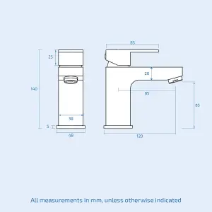 Nes Home Leon Bathroom Basin Mixer Tap With Basin Waste Chrome