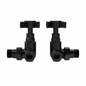 Rinse Bathrooms Traditional Corner Radiator & Towel Rail Valves Pair 15mm Corner Radiator Valve Black