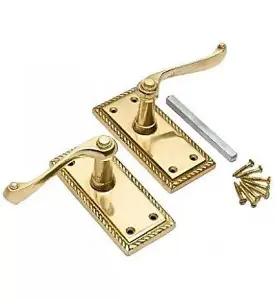 6 Pair of Polished Brass Georgian Lever Latch Hnadles 107mm x 48mm  - Golden Grace