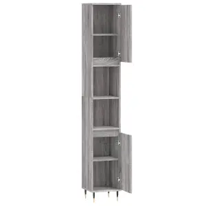 Berkfield Bathroom Cabinet Grey Sonoma 30x30x190 cm Engineered Wood