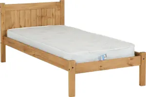 Maya Single 3ft Solid Distressed Wax Pine Wood Bed Frame