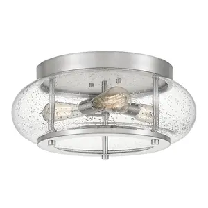 Elstead Trilogy 3 Light Flush Mount, Brushed Nickel, E27