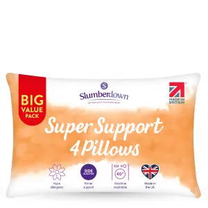 Slumberdown 4 Pack Super Support Firm Side Sleeper Bed Pillows