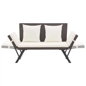 Berkfield Garden Bench with Cushions Brown 176 cm Poly Rattan