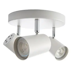 Luminosa Arezzo 3 Light Spotlight Matt White, Chrome Plate, GU10