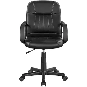 Yaheetech Adjustable Faux Leather Swivel Office Chair with Armrests - Black