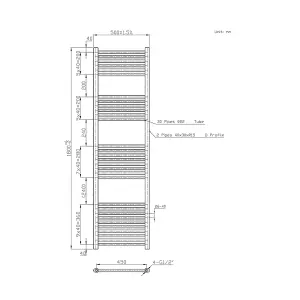 Rinse Modern Bathroom Heated Towel Rail Ladder Radiator 1800x500mm Straight for Bathroom Kitchen White