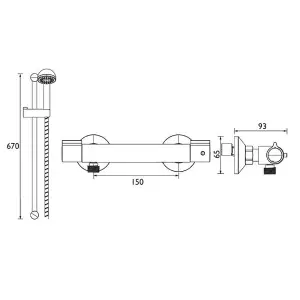 Bristan Cascade Sphere Thermostatic Bar Mixer Shower Valve Chrome + Riser