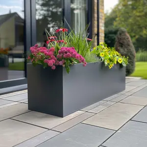 120cm Zinc Galvanised Matte Grey Trough Planter