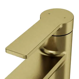 GoodHome Akita Tall Satin Brass effect Round Basin Mixer Tap