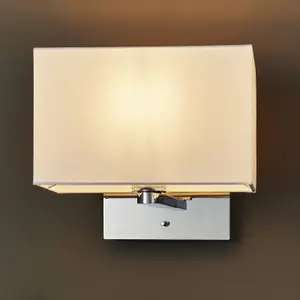 Wall Light & Shade Chrome Plate & Vintage White Fabric 60W E27 GLS e10303