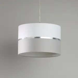 Inlight Isonoe Grey & white Drum Light shade (D)30cm